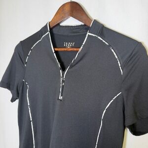 Tribal Sport Womens Black Quarter Zip Short Sleeve Performance Top 4901O-3506 XS